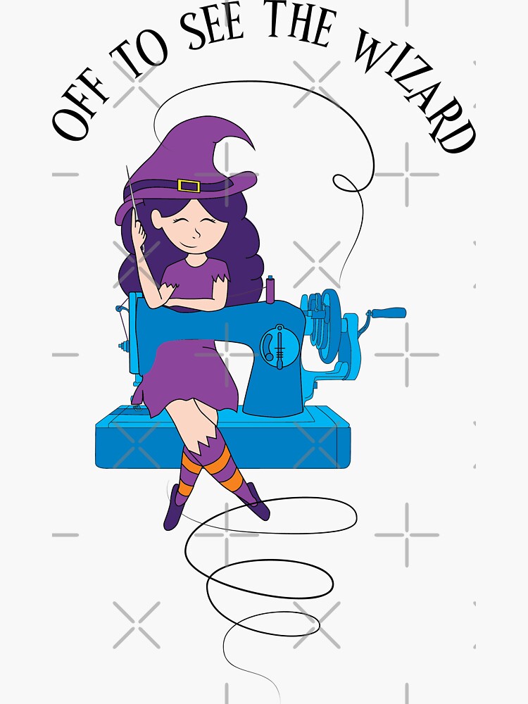Thumbnail 3 of 3, Sticker, Sewing witch flying to the wizard designed and sold by MADDesigns12.