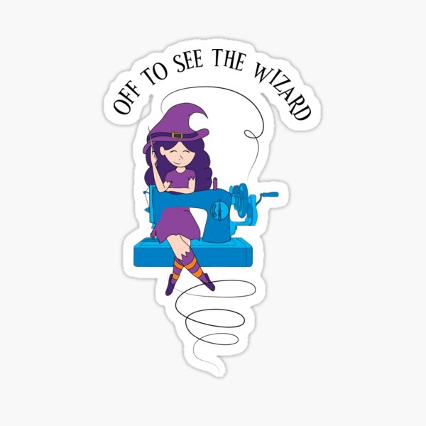 Sewing witch flying to the wizard Sticker