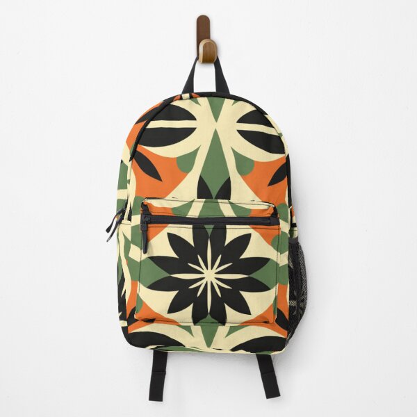 Item preview, Colorful fantasy pattern orange green beige white black ornaments grid designed and sold by G-M-Designs.