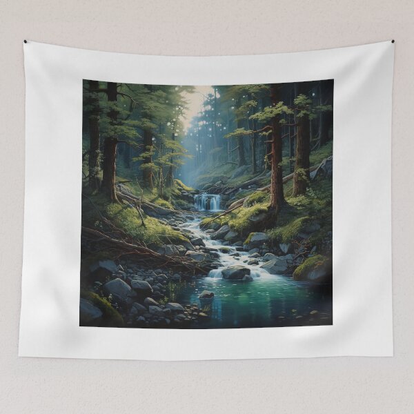 Item preview, The waterfall in the forest digital art designed and sold by EternityLoves.