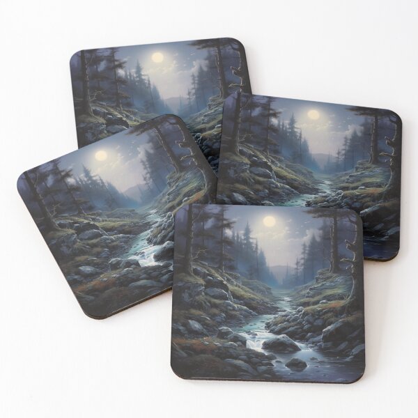Item preview, The little stream in the forest night view designed and sold by EternityLoves.