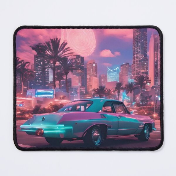 Item preview, Neon Futur Car under pink sky designed and sold by SkittleTooPinks.