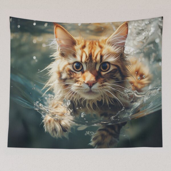 Item preview, A beautiful cat diving in the water designed and sold by Wildchagapicker.