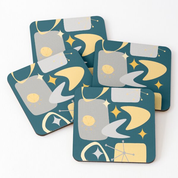 Item preview, Mid Century Atomic Abstract 15 Gray, Yellow designed and sold by trdstudio.