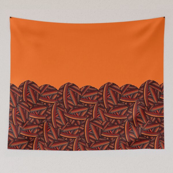 Item preview, Pretty Piles of Fire Embers Yarn Balls for Luscious leggings Collection Orange Background by Kristin Omdahl designed and sold by Kristin Omdahl.