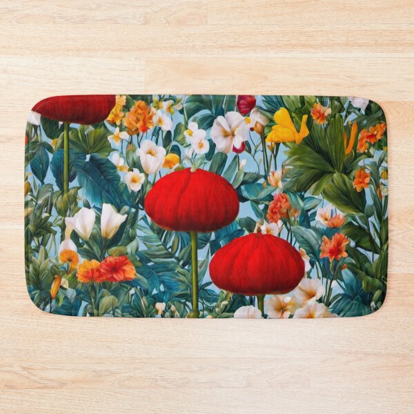 Item preview, Mushroom & Mixed flower Pattern in Multi Color with light blue background designed and sold by Md Rashid  Hasan.