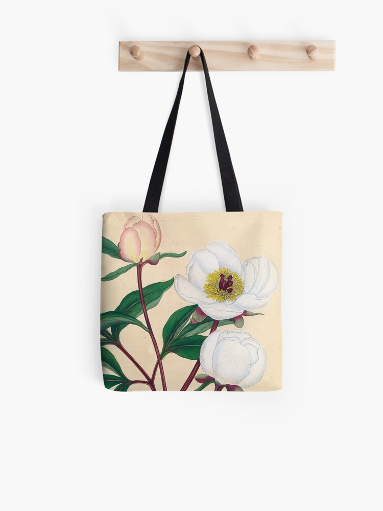 Thumbnail 1 of 2, Tote Bag, Botanical illustration: Peonies by Henry Charles Andrews – State Library Victoria designed and sold by StateLibraryVic.
