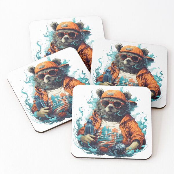 Item preview, Lazy Bear Drinking Wearing Sunglasses  designed and sold by Obsidian Ink by Wilshire.