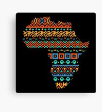 African Traditional Pattern Inside Africa Continent Map Canvas Print