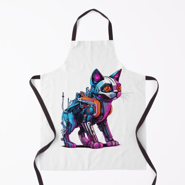 Item preview, Cyberpunk Robot Cat in Neon Colors designed and sold by SchorlCraft.
