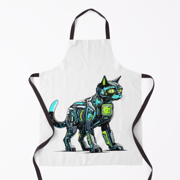 Item preview, Cyberpunk Robot Cat in Neon Colors designed and sold by SchorlCraft.