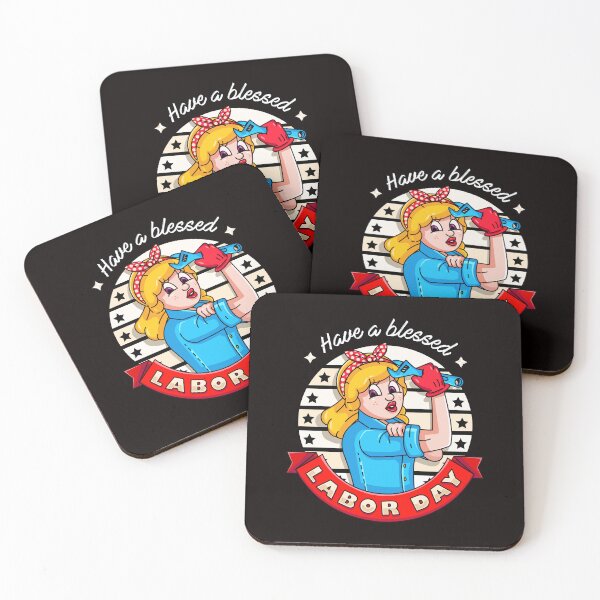 Item preview, Labor Day. Retro cartoon lady showing off muscles while holding a wrench designed and sold by Kevyn Adha.