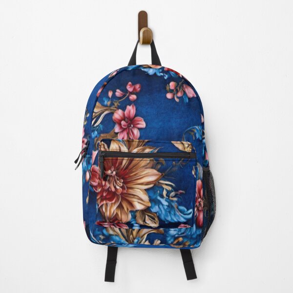 Item preview, Floral leafy Design in Maroon, Blue & Golden mixed Color with Blue background designed and sold by Md Rashid Hasan.