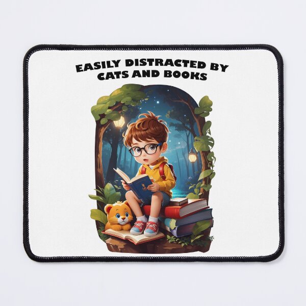 Item preview, EASILY DISTRACTED BY CATS AND BOOKS designed and sold by UltimateWorld.