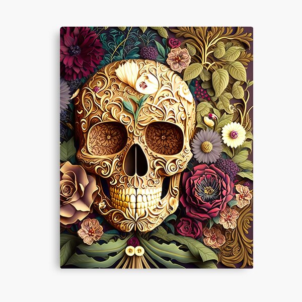 Botanical Skull Canvas Prints for Sale