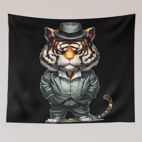 Item preview, Kawaii funny gangster tiger designed and sold by TomFrontierArt.