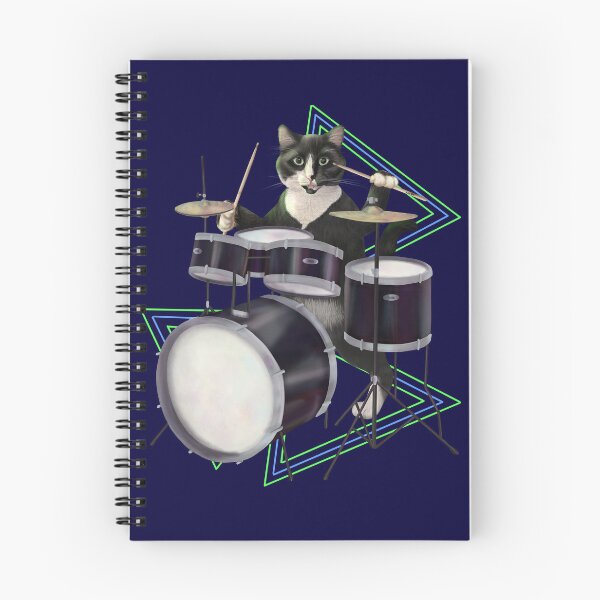 Item preview, Black and white cat playing the drums designed and sold by Mehu.