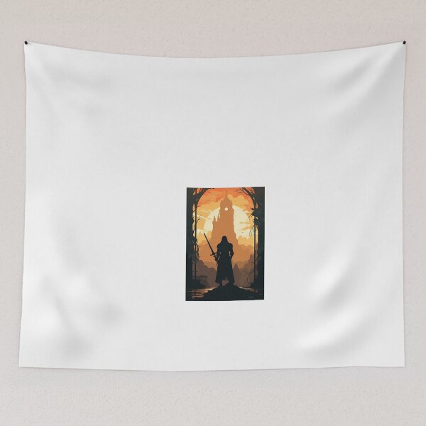 Item preview, a man with a sword standing in front of a castle designed and sold by Dark Fantasy Store.