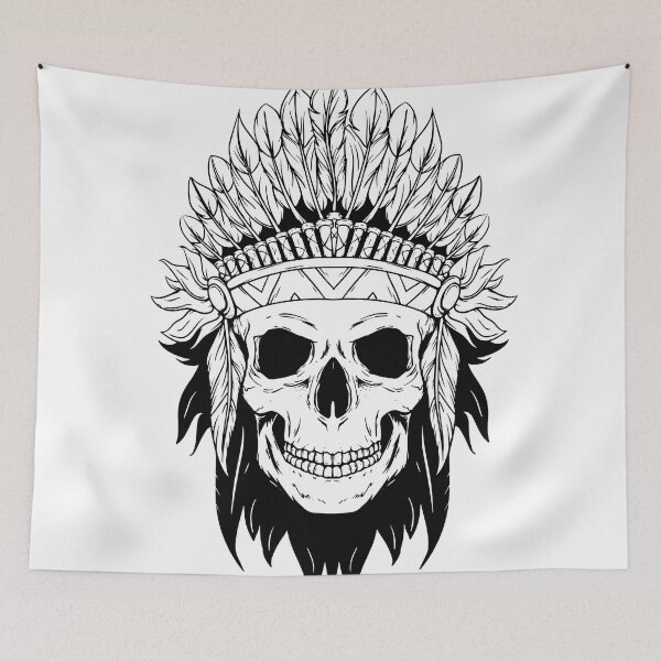 Item preview, Indian skull black and white designed and sold by Indraokta22.