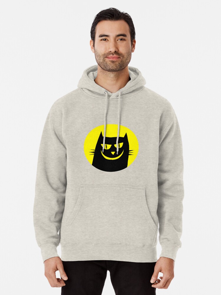 Mens Dark Cat Grunge Hooded Sweatshirt Funny Printed Pullover Hoodies Classic Long Sleeve T Shirt Tops