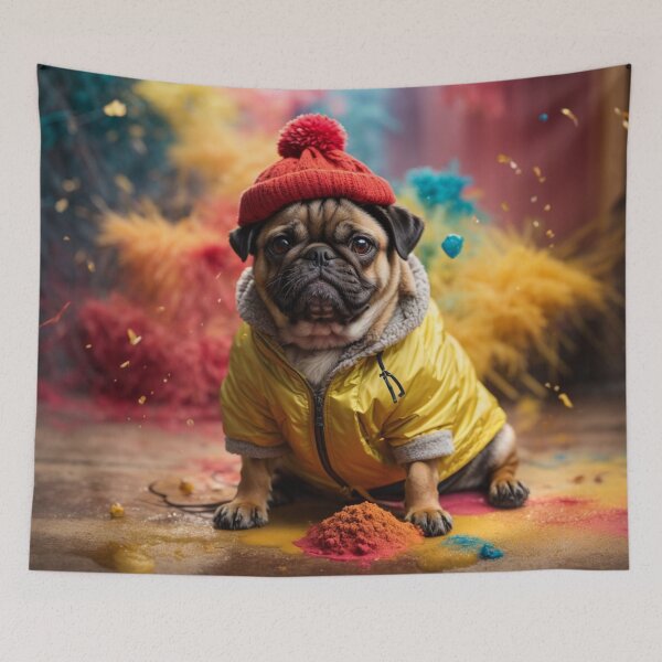 Item preview, Pug Wearing A Hat And Jacket designed and sold by Wolfheartart.