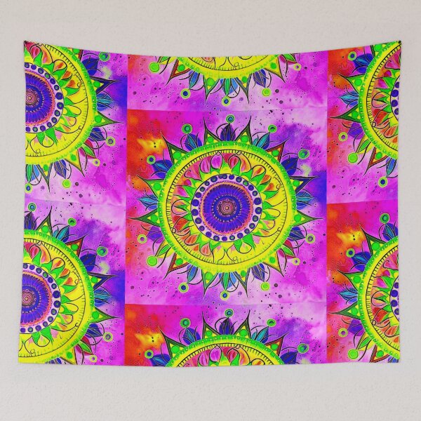Item preview, Purple and Pink Flower Mandala with rainbow colors designed and sold by Earth Nature Creations.