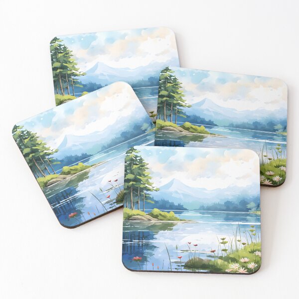 Item preview, Serene Lake Escape | Watercolor Landscape Canvas designed and sold by Shirtastically.