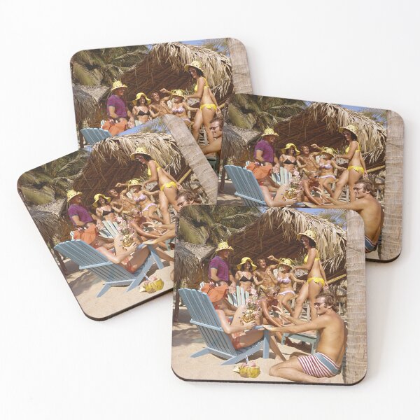 Item preview, Hilton Acapulco Mexico in the 1960s, Couples enjoying pineapple drinks at the beach bar. designed and sold by aladdincolor.