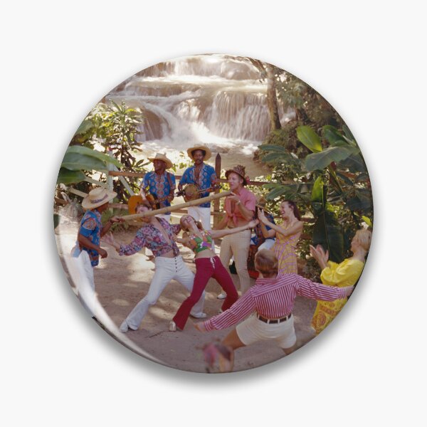 Item preview, Hilton Caribe in the 1960s, Couples enjoying Limbo Dancing by the Waterfalls in San Juan Puerto Rico designed and sold by aladdincolor.