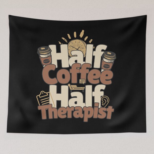 Artikelvorschau, Halb Kaffee, halb Therapeut. Perfektes Therapeutengeschenk. entworfen und verkauft von Zandalus.