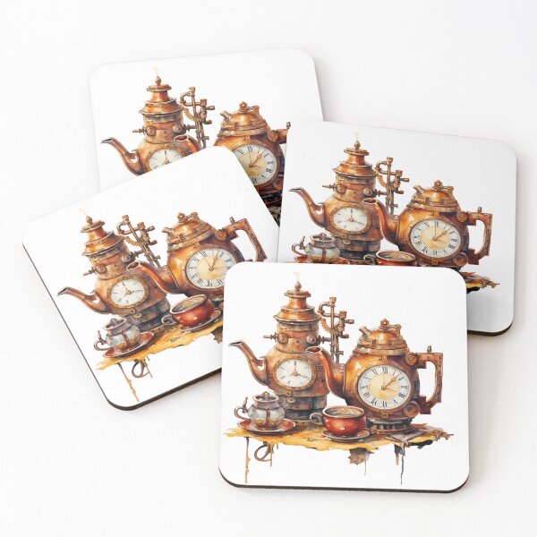 Item preview, Steampunk Tea Set – Mechanical Elegance Fantasy Design designed and sold by SchorlCraft.