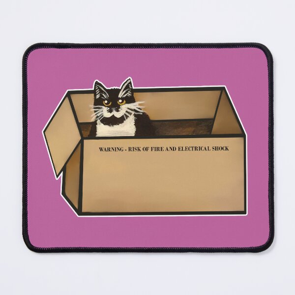 Item preview, Mustache Cat in a Warning Label Box Graphic designed and sold by Eclectica-Lydia.