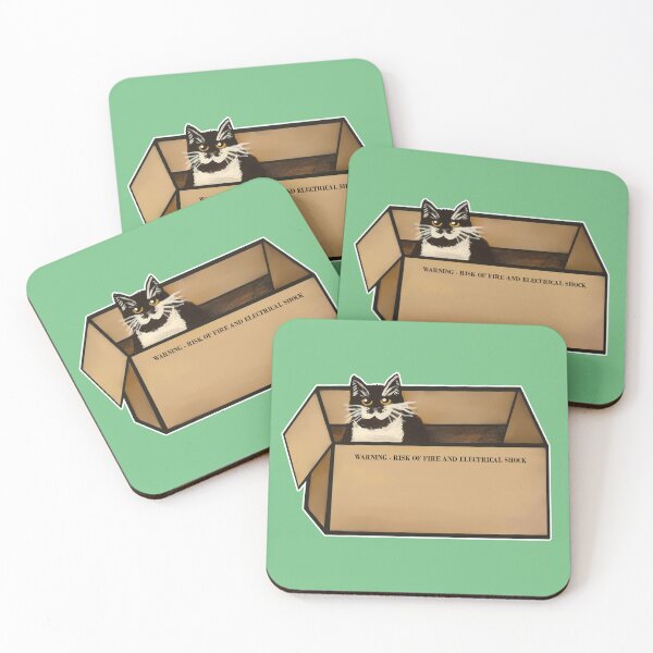 Item preview, Mustache Cat in a Warning Label Box Graphic  designed and sold by Eclectica-Lydia.