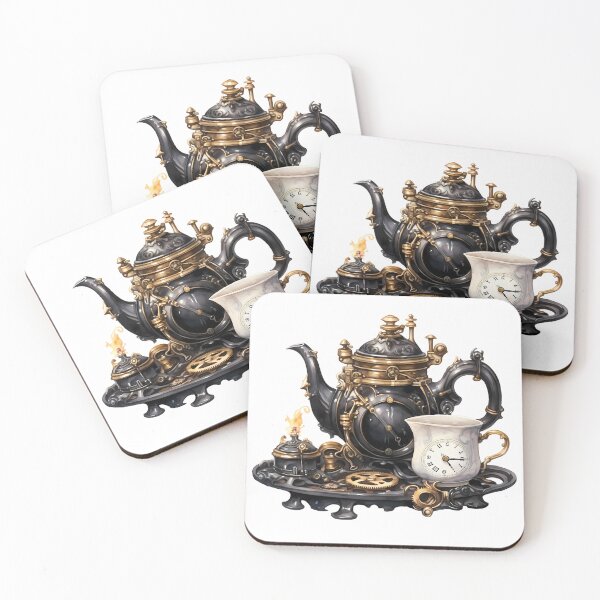 Item preview, Steampunk Tea Set – Mechanical Elegance Fantasy Design designed and sold by SchorlCraft.