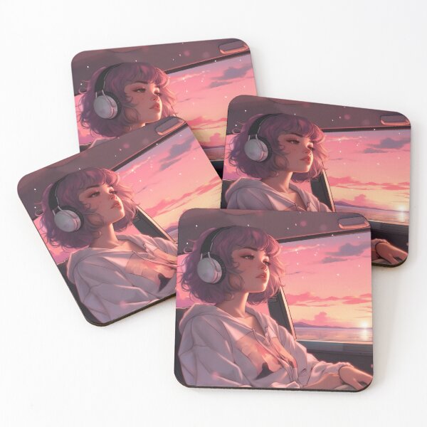 Item preview, Anime Girl Aesthetic Pink Vibes Sunset Car designed and sold by Yana Grech.
