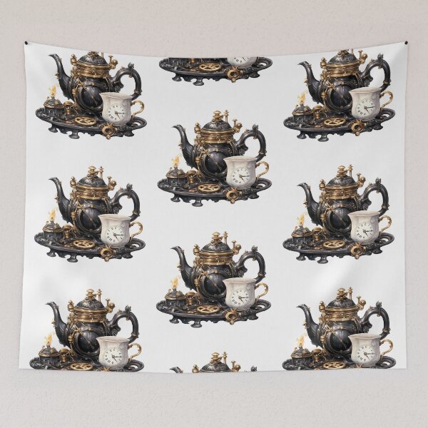 Item preview, Steampunk Tea Set – Mechanical Elegance Fantasy Design designed and sold by SchorlCraft.