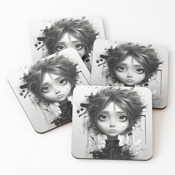 Item preview, Monochromatic character design of a girl with stamping effect. designed and sold by InfinityCircle.