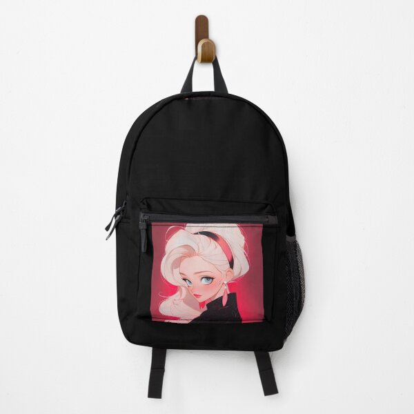 Item preview, Blonde Earring Anime Girl in Black Floral Dress on Red designed and sold by sμ (smew).