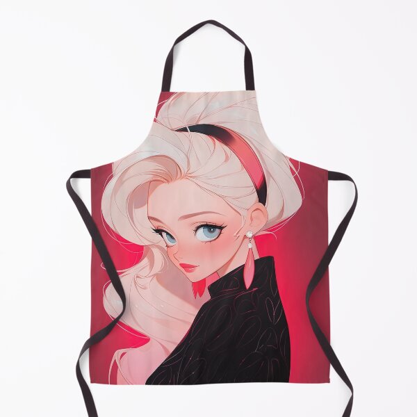 Item preview, Blonde Earring Anime Girl in Black Floral Dress on Red designed and sold by sμ (smew).