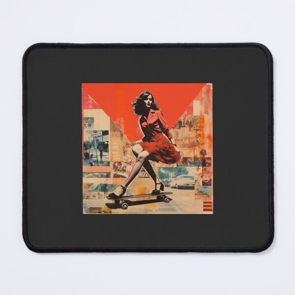 Item preview, Girl on the skateboard, Red collage, Vintage style designed and sold by silent-violin.