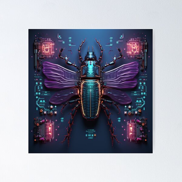 Item preview, Knolling Cyberpunk Beetle Illustration: A Slick and Futuristic Design designed and sold by cyberpunkworld.