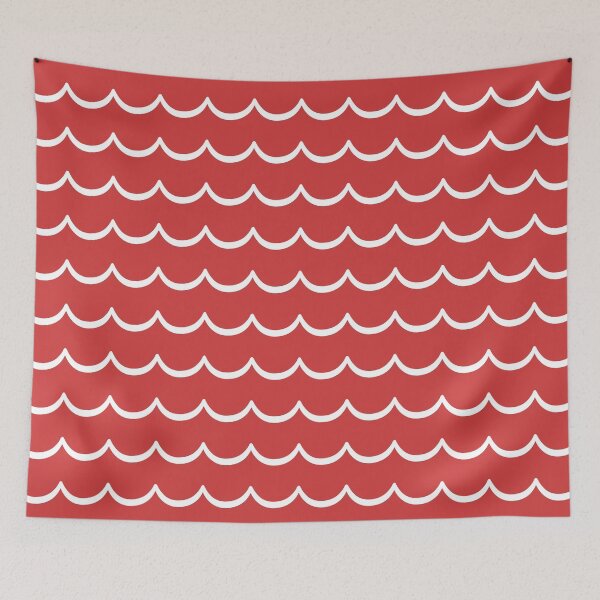 Item preview, Red and White Coastal Wave Pattern designed and sold by tonymagnerart.