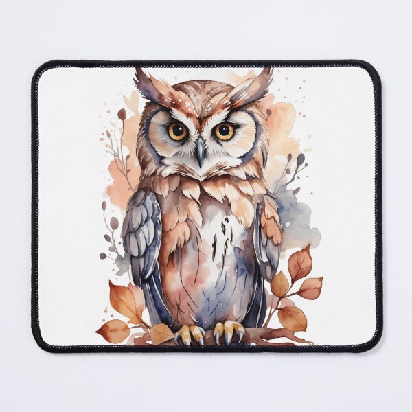 Item preview, ubdued Nocturnal Elegance: Watercolor Owl Art designed and sold by irosh madushan.