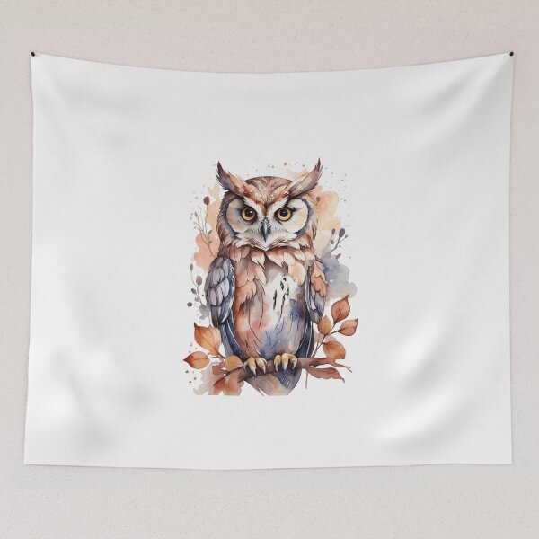 Item preview, ubdued Nocturnal Elegance: Watercolor Owl Art designed and sold by irosh madushan.