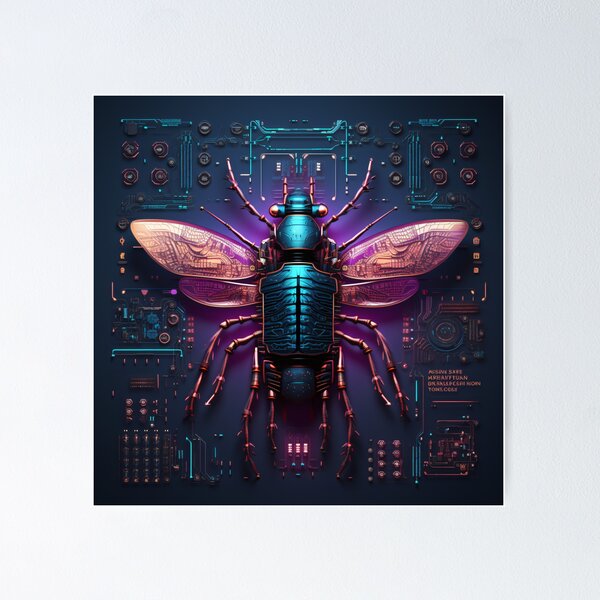 Item preview, Knolling Robotic Beetle Illustration: A Creative and Modern Design designed and sold by cyberpunkworld.