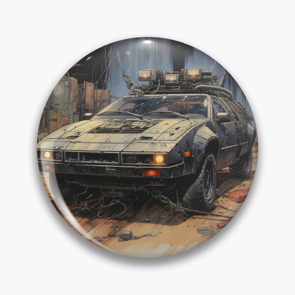 Item preview, Landscape of Post Apocalyptic Armored Futuristic Car with Off-road Wheels in Night Starry Wasteland with Ruins of City designed and sold by Je-we.