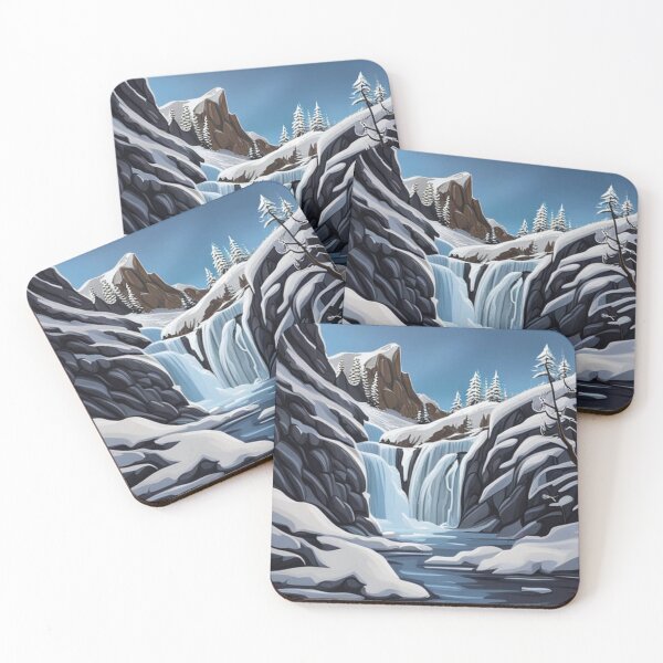 Item preview, Frozen waterfall in snowy mountain range designed and sold by George Hutton Hunter.