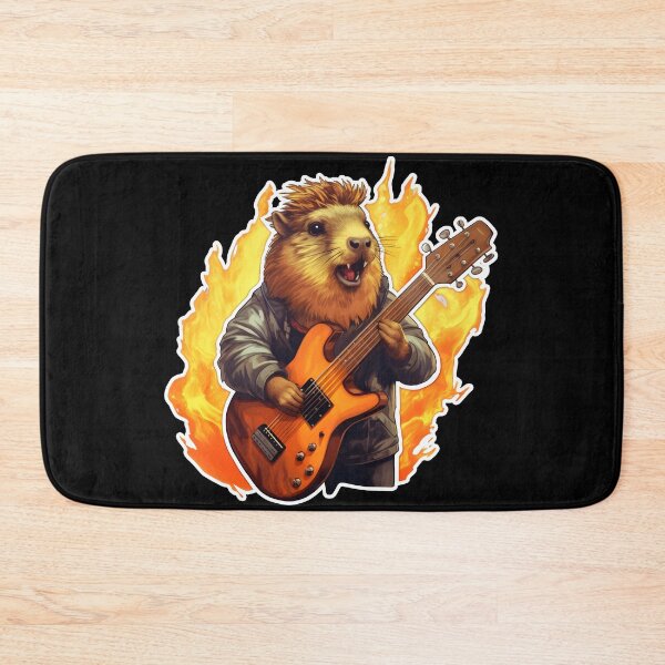 Item preview, Heavy metal capybara playing guitar designed and sold by arkezion.
