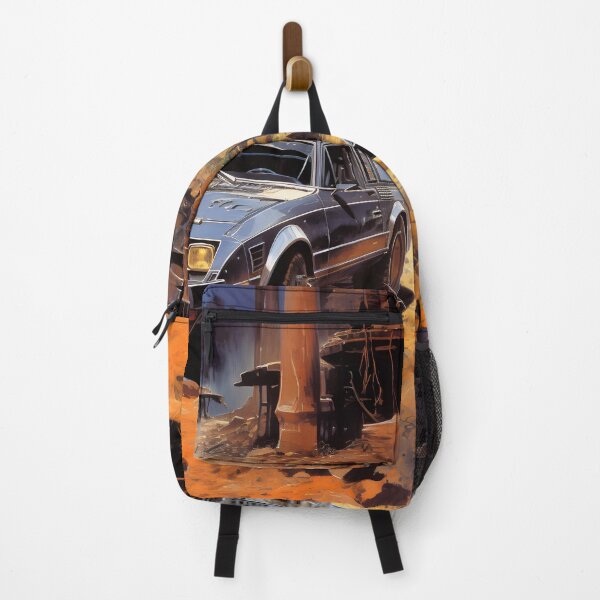 Item preview, Landscape of Post Apocalyptic Retro-futuristic Car in Wasteland with Ruins of Metal and Concrete Structures of City and Night Sky designed and sold by Je-we.