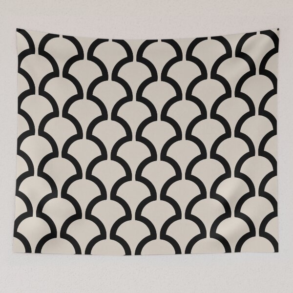 Item preview, Mushroom Fan Pattern Black and Linen White designed and sold by tonymagnerart.